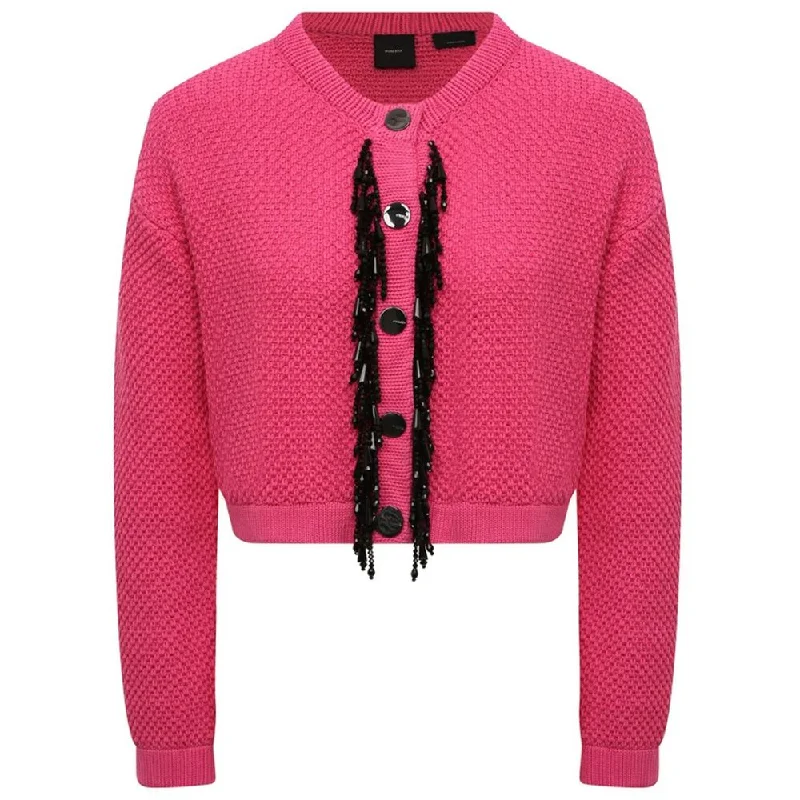 Fuchsia Cotton Sweater Hooded Caped Shawl Collar