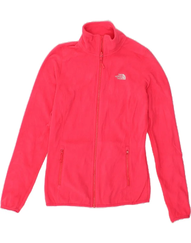 THE NORTH FACE Womens Fleece Jacket UK 10 Small Pink Polyester Embroidered Jacket Appliqued Jacket Beaded Jacket