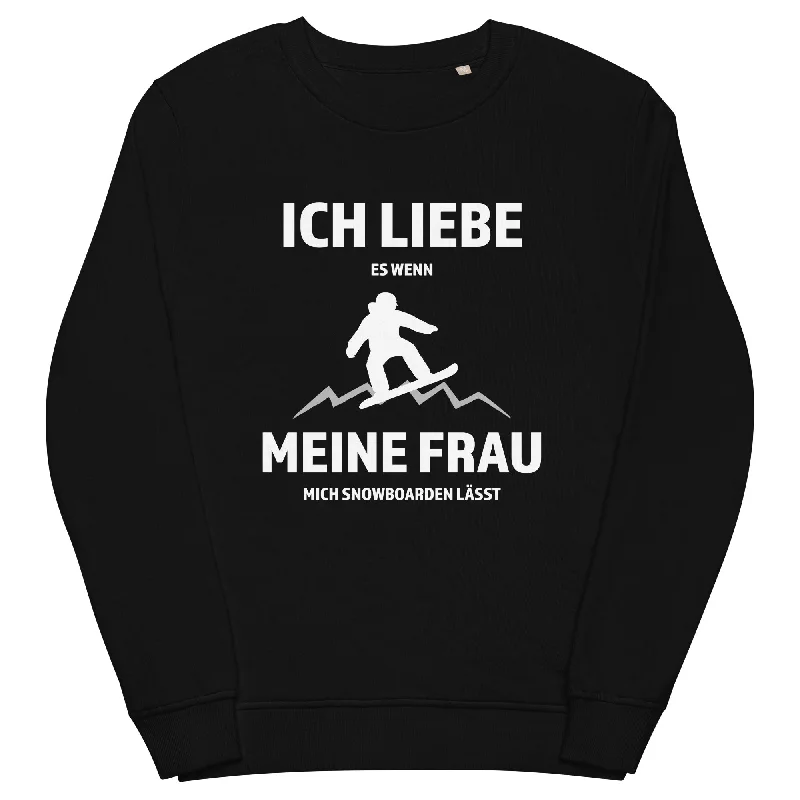 Ich liebe meine Frau - Snowboarden - Unisex Premium Organic Sweatshirt Hoodie with Patch Decorative Personalized