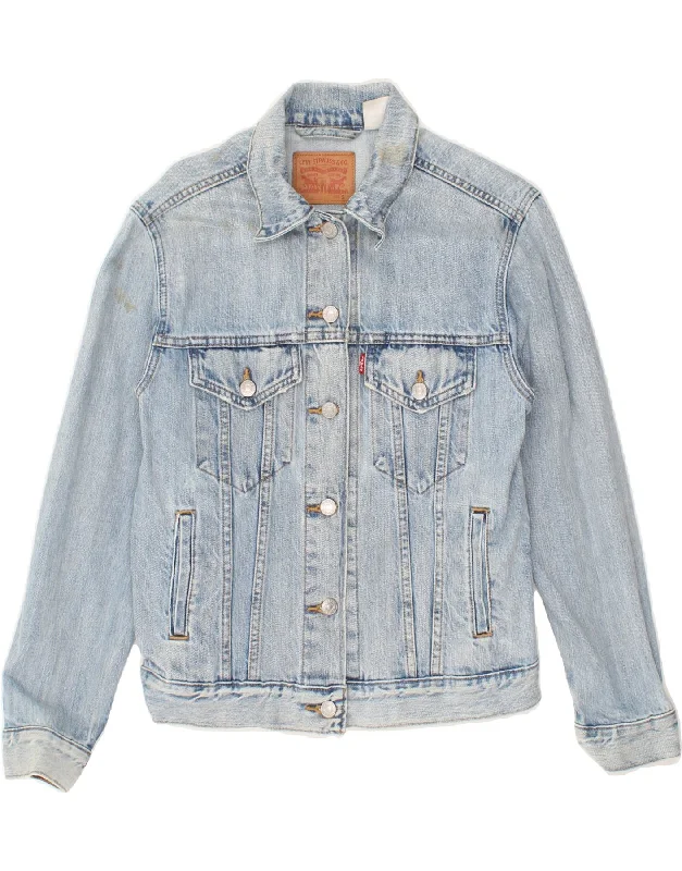 LEVI'S Womens Denim Jacket UK 10 Small Blue Cotton Denim Jacket Leather Jacket Suede Jacket