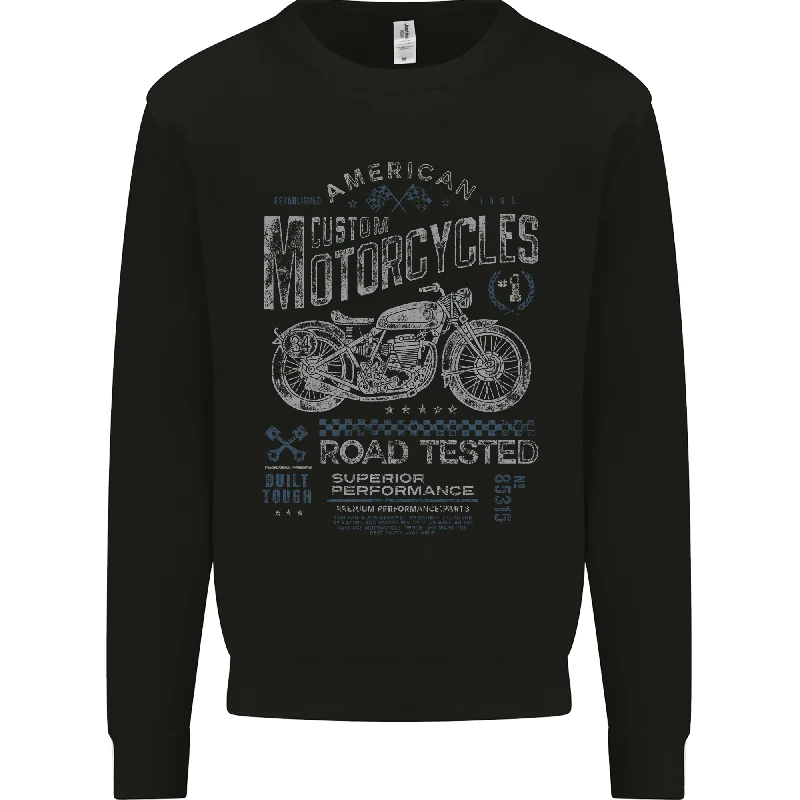 American Custom Motorcycles Motorbike Biker Mens Sweatshirt Jumper Hoodie with Cuffed Sleeves Snug Secure