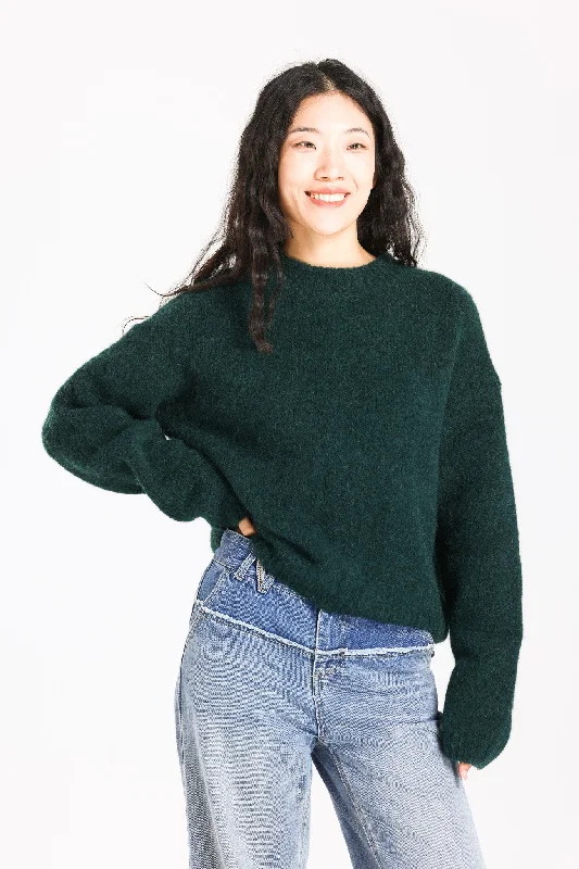 Lara Basic Alpaca wool  Knit Jumper  - Forest Handmade Hand-knitted Hand-woven