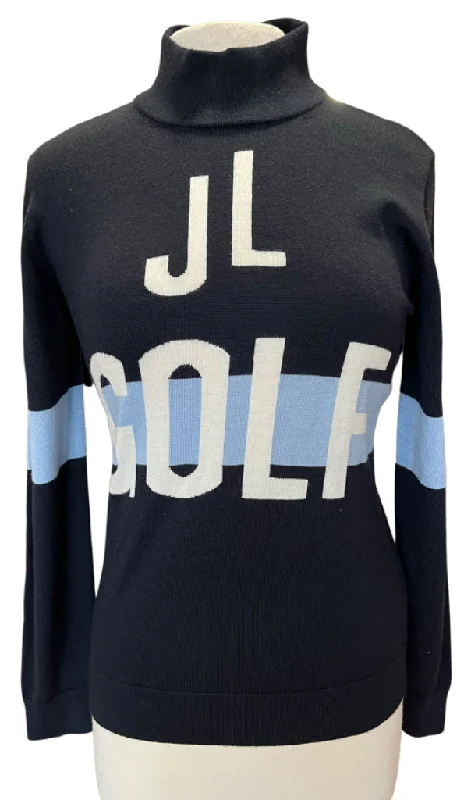 J Lindeberg Navy 'JL Golf' Wool Sweater Size S MSP$250 Fleece Fabric Down Fabric Feather Fabric