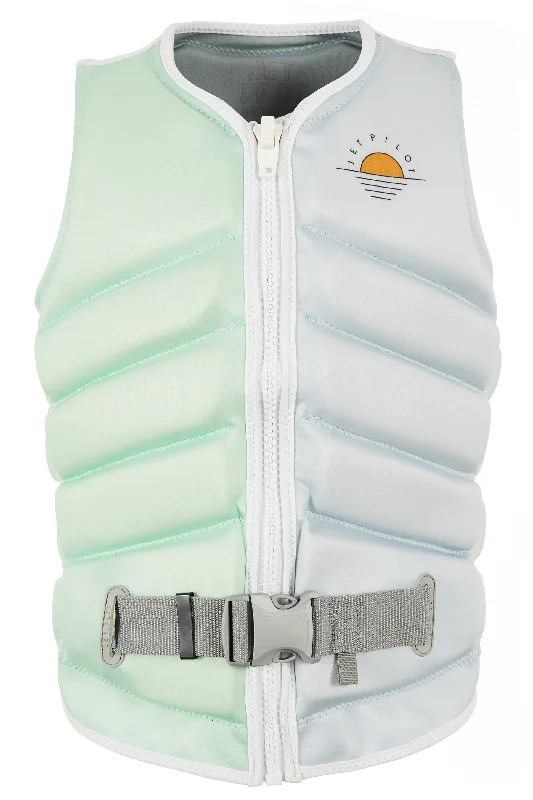 Jetpilot Pacer X1 Ladies Life Jacket - Mint/Blue Welt Pockets Slit Pockets Flap Pockets