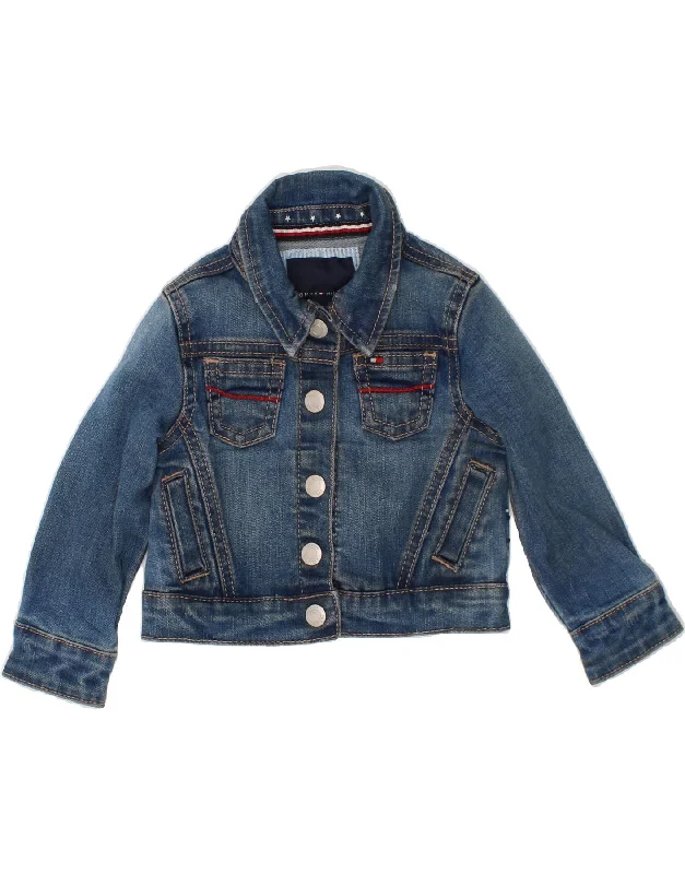 TOMMY HILFIGER Baby Girls Denim Jacket 9-12 Months Blue Cotton Nylon Jacket Polyester Jacket Spandex Jacket