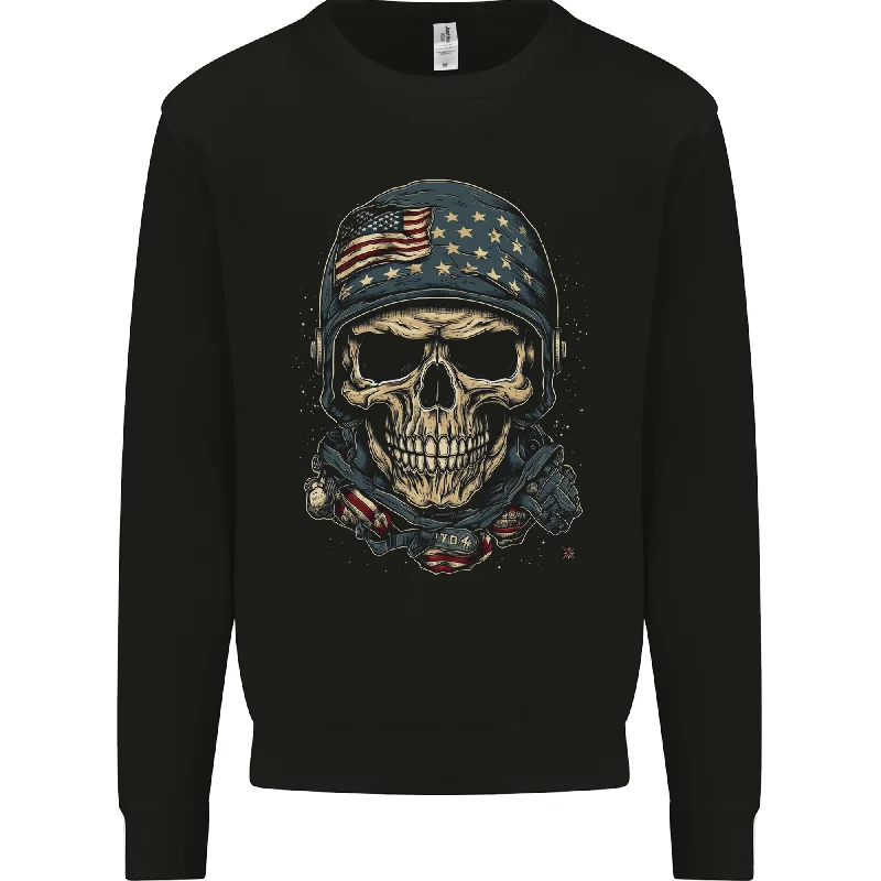 American Skull USA Mens Sweatshirt Jumper Hoodie with Contrast Stitching Detailed Premium