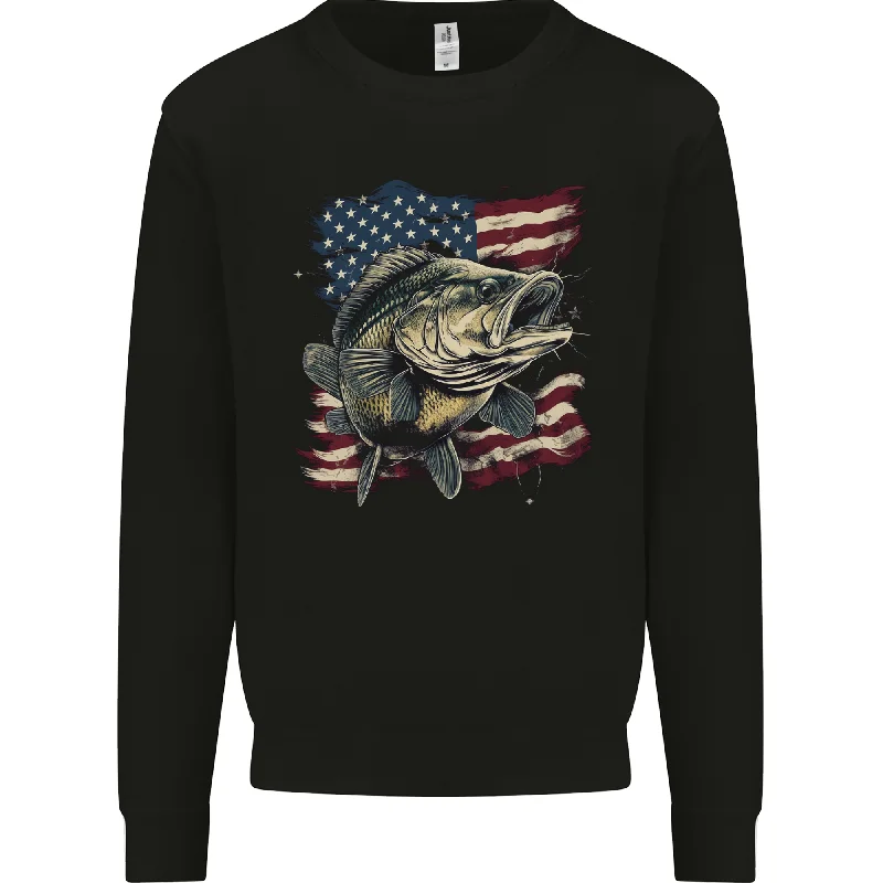 An American Deer With Flag USA Fishing Mens Sweatshirt Jumper Hoodie with Logo Branding Identity