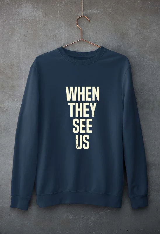 When They See Us Unisex Sweatshirt for Men/Women Hoodie with Mock Neck Collared Structured