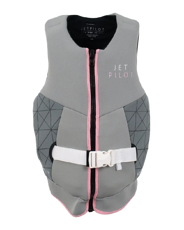 Jetpilot Cause Ladies Life Jacket - Grey/Pink Tiered Jacket Buttoned Jacket Zippered Jacket