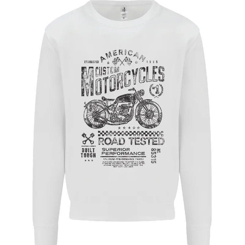 American Custom Motorbike Biker Motorcycle Mens Sweatshirt Jumper Hoodie with Applique Textured Unique