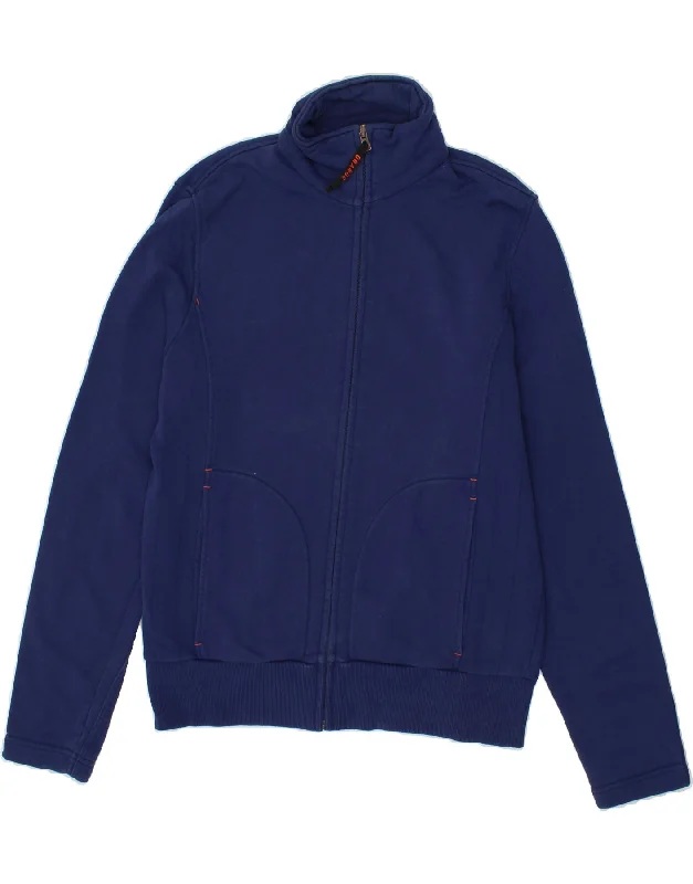 HUGO BOSS Mens Tracksuit Top Jacket Small Navy Blue Cotton Hooded Jacket Caped Jacket Shawl Collar Jacket