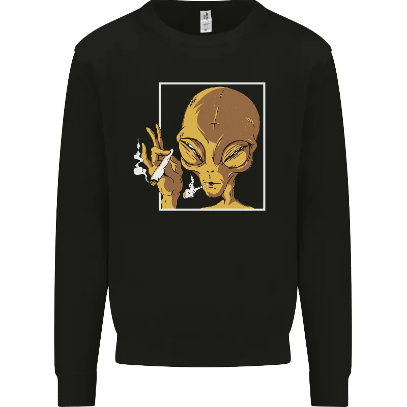 An Alien Smoking Weed Mens Sweatshirt Jumper Hoodie Jacket Zipper Layering