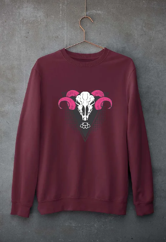 Ram Skull Unisex Sweatshirt for Men/Women Hoodie with Stripes Bold Sporty