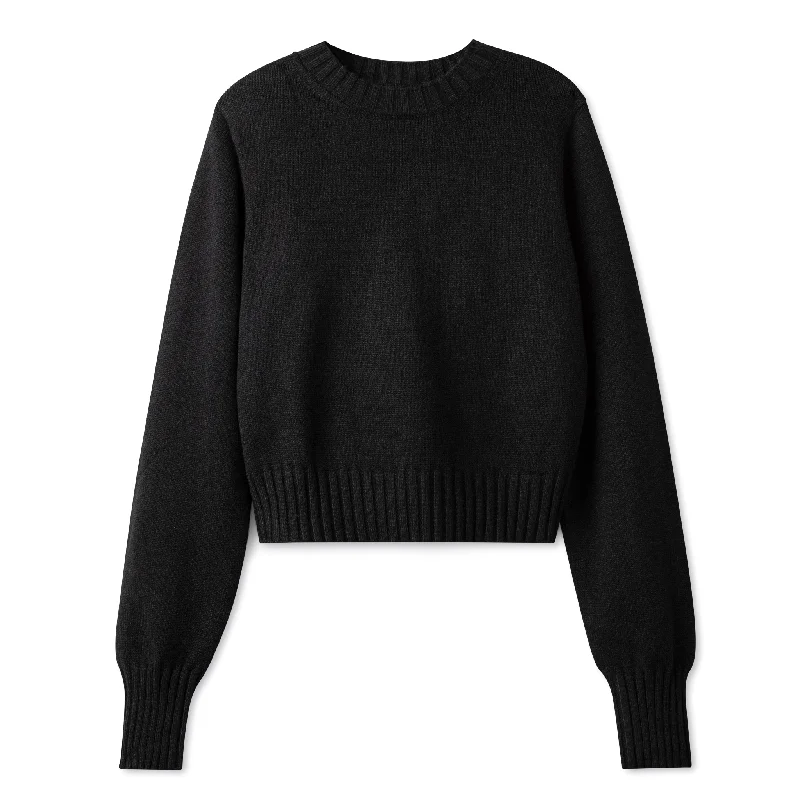 Basic Crop Fitted Sweater IN: Black Lace Blend Ribbed Blend Corduroy Blend