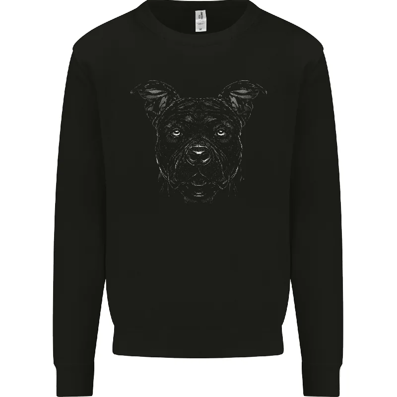 American Staffordshire Terrier Dog Mens Sweatshirt Jumper Hoodie with Frayed Bohemian Relaxed