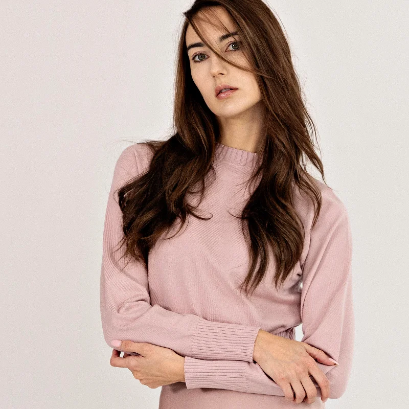 Summer Crop Sweater  IN: Pink Velvet Chenille Corduroy