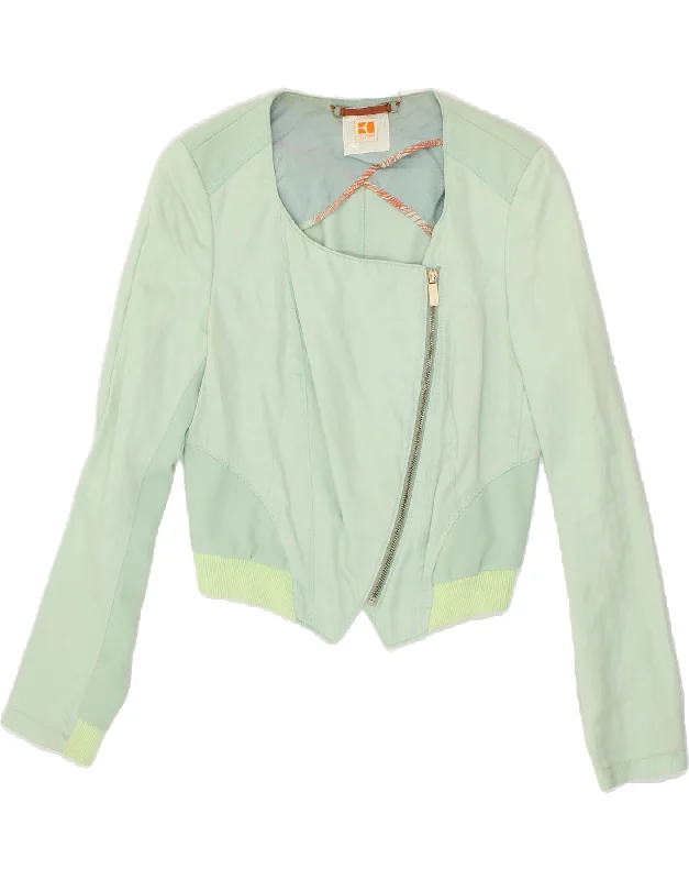 HUGO BOSS Womens Crop Bomber Jacket UK 10 Small Green Linen Striped Jacket Polka Dot Jacket Floral Jacket