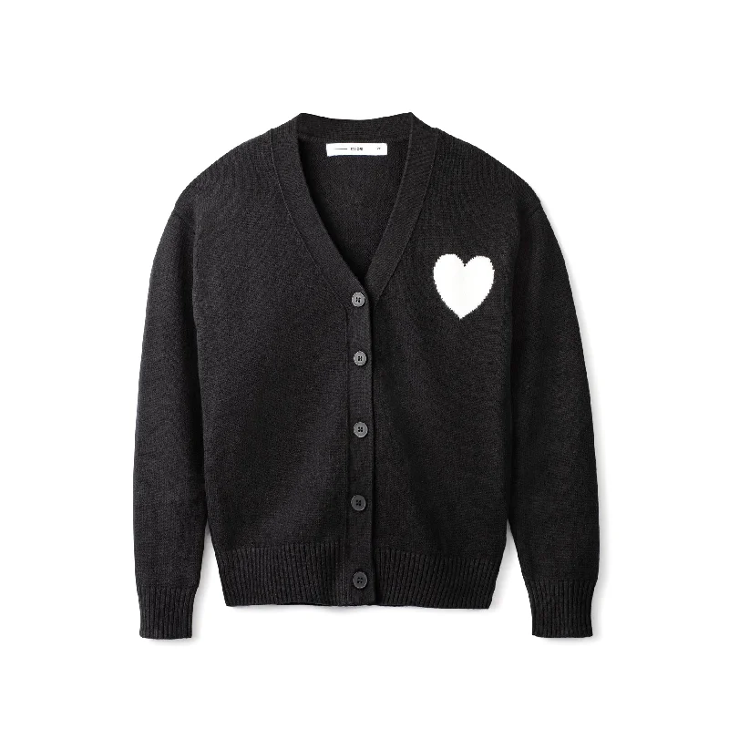 Heart Sweater IN: Black Elasticated Padded Insulated