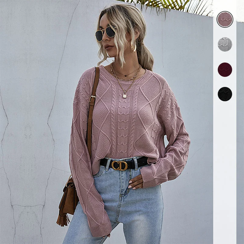 IKEARLAX New Popular trade 2025 women's clothing solid color knitted twist crew neck sweater women's short pullover autumn and winter top Tailored Straight A-Line