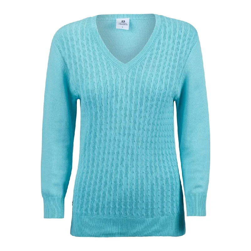 NEW Daily Sports Women's Campbell Knit Sweater in Lagoon Size L MSP$68 Collared Crew Neck Turtle Neck