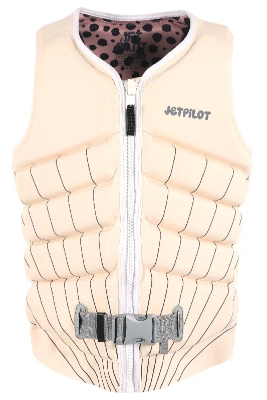 Jetpilot X1 - Sina Fuchs Signature Series Ladies Life Jacket - Putty Faux Fur Fabric Real Fur Fabric Shearling Fabric