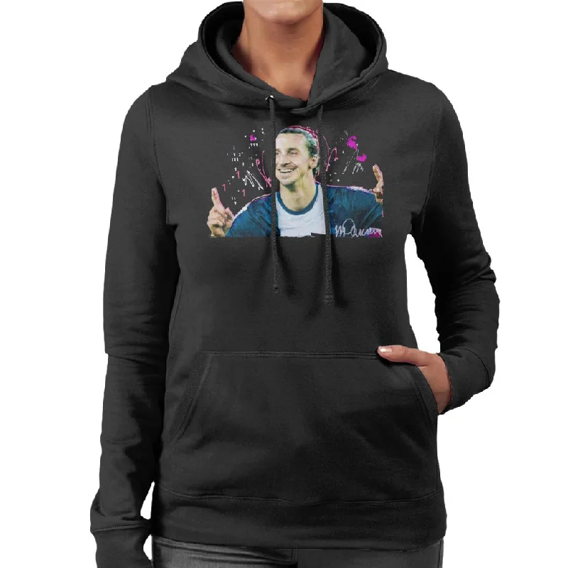 Sidney Maurer Original Portrait Of Zlatan Ibrahimovic Pointing Up Women's Hooded Sweatshirt Hoodie with Zipper Versatile Modern