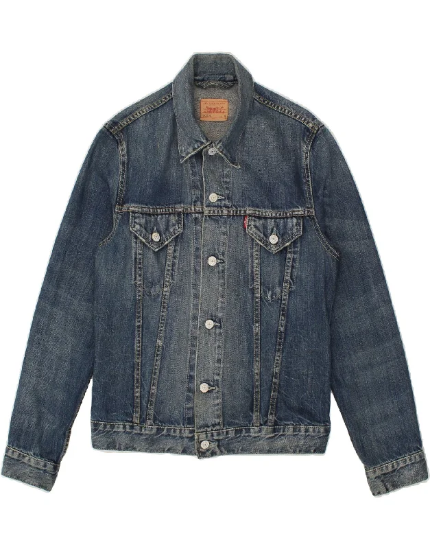 LEVI'S Mens Denim Jacket UK 36 Small Blue Cotton Rayon Fabric Velvet Fabric Corduroy Fabric