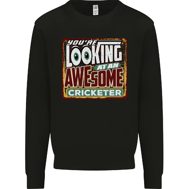 An Awesome Cricketer Mens Sweatshirt Jumper Hoodie with Mesh Breathable Sporty