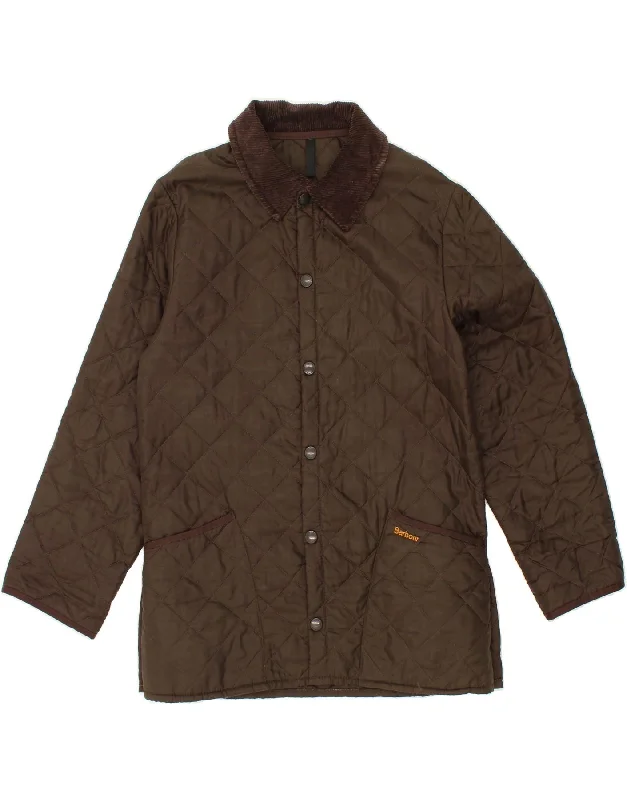 BARBOUR Mens LIDDESDALE Quilted Jacket UK 34 XS Brown Nylon Striped Jacket Polka Dot Jacket Floral Jacket