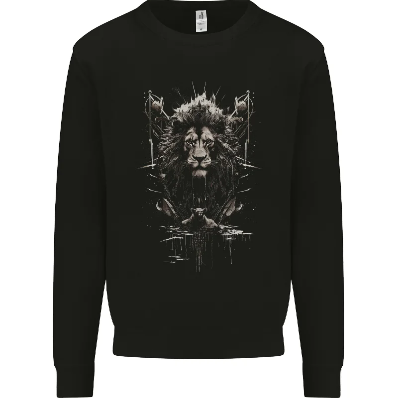 An Artistic Lion And Grizzly Bear Cub Mens Sweatshirt Jumper Hoodie with Cropped Fit Short Trendy