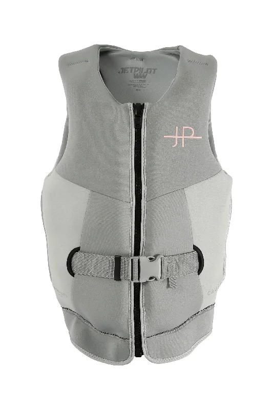 Jetpilot Cause Ladies Life Jacket - Grey Ribbed Jacket Pleated Jacket Ruffled Jacket