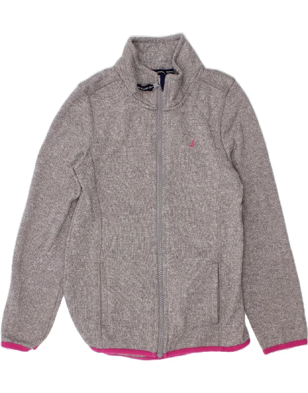 NAUTICA Girls Tracksuit Top Jacket 8-9 Years Medium Grey Polyester Satin Jacket Silk Jacket Chiffon Jacket