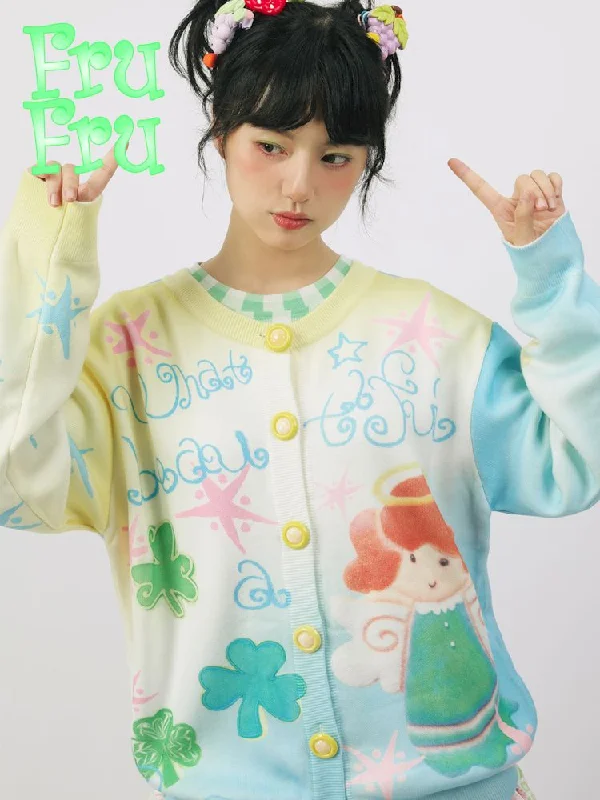 Reversible Cute Printed Sweater【s0000009910】 Solid Color Striped Floral Print