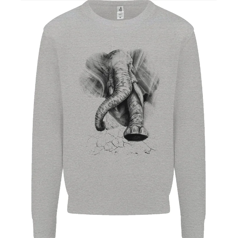 An Abstract Elephant Environment Mens Sweatshirt Jumper Hoodie with Double Zipper Versatile Adjustable