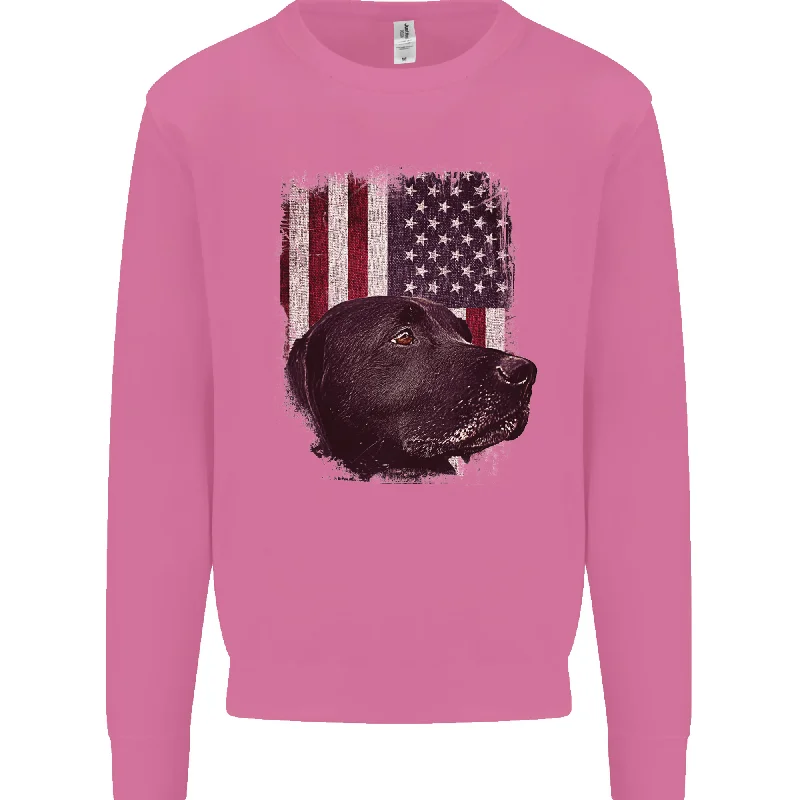 American Labrador USA Flag Dog Mens Sweatshirt Jumper Hoodie with Applique Textured Unique