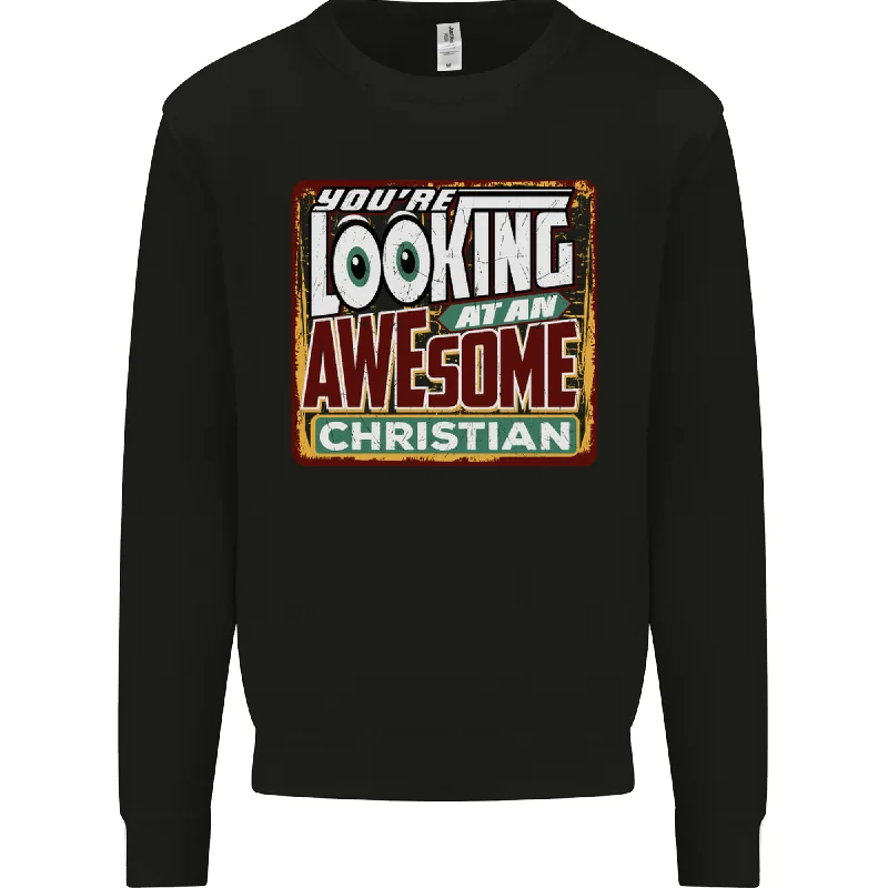 An Awesome Christian Christianity Mens Sweatshirt Jumper Hoodie with Ribbed Hem Stretchable Secure