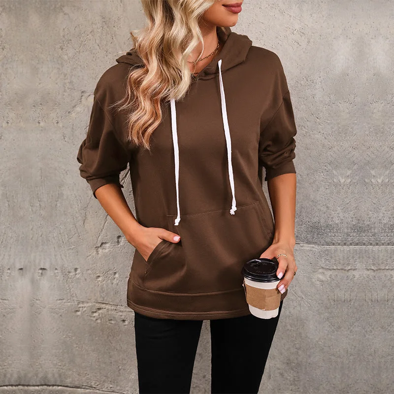 IKEARLAX New autumn long-sleeved new sweater cross-border hot sale casual women's clothing solid color pocket women's top Zippered Buttoned Snapped