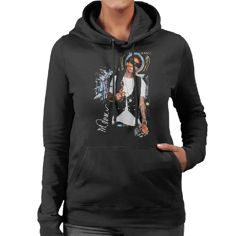 Sidney Maurer Original Portrait Of Wiz Khalifa Billboard Award Women's Hooded Sweatshirt Hoodie with Hem Patch Decorative Personalized