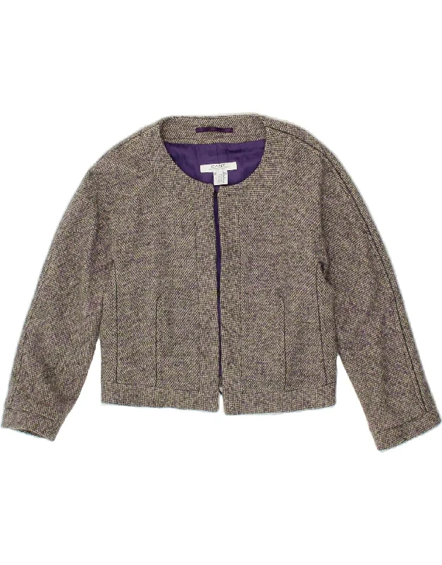 GANT Womens 3 Button Bolero Jacket UK 12 Medium Purple Flecked Wool Zippered Jacket Buttoned Jacket Snapped Jacket