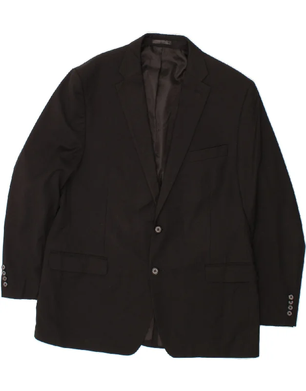 MICHAEL KORS Mens 2 Button Blazer Jacket US 46 3XL Black Wool Satin Fabric Silk Fabric Chiffon Fabric