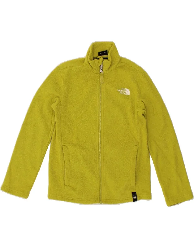 THE NORTH FACE Girls Fleece Jacket 7-8 Years Small Green Polyester Herringbone Jacket Houndstooth Jacket Plaid Jacket