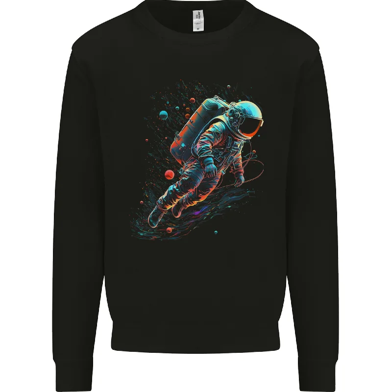 An Astronaut in Outer Space Man Mens Sweatshirt Jumper Hoodie with Bell Sleeves Flared Feminine