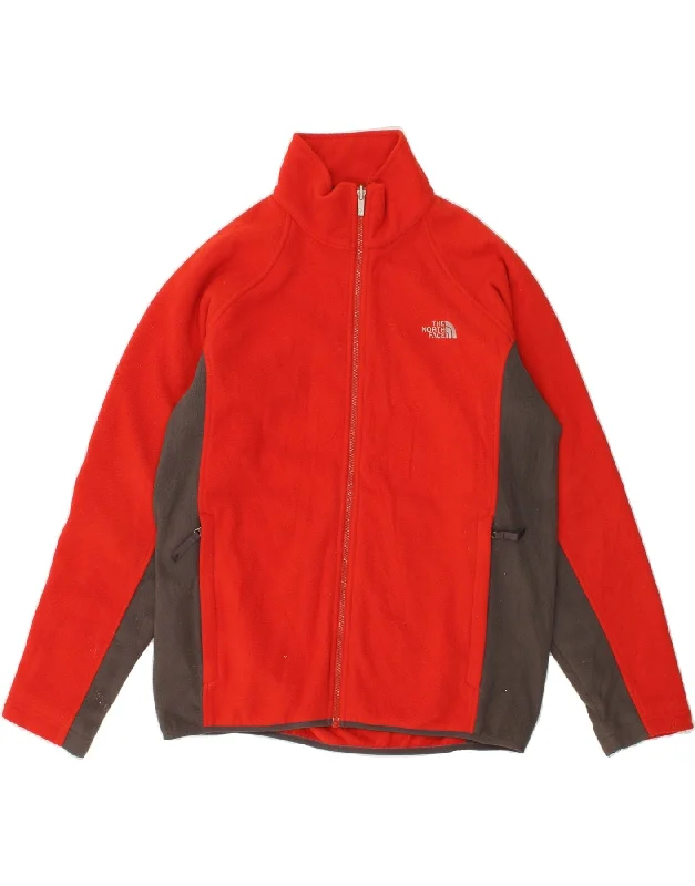 THE NORTH FACE Mens Fleece Jacket UK 38 Medium Red Colourblock Polyester Trench Coat Raincoat Waterproof Jacket