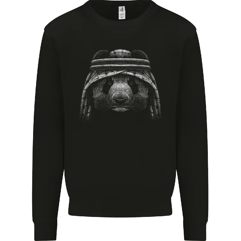 An Arab Panda Bear Mens Sweatshirt Jumper Hoodie with Camouflage Military Edgy