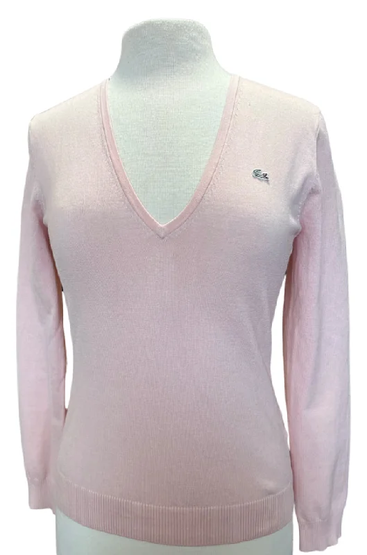 Lacoste Ballet Pink V-Neck Sweater MSP$130 Rayon Fabric Velvet Fabric Corduroy Fabric