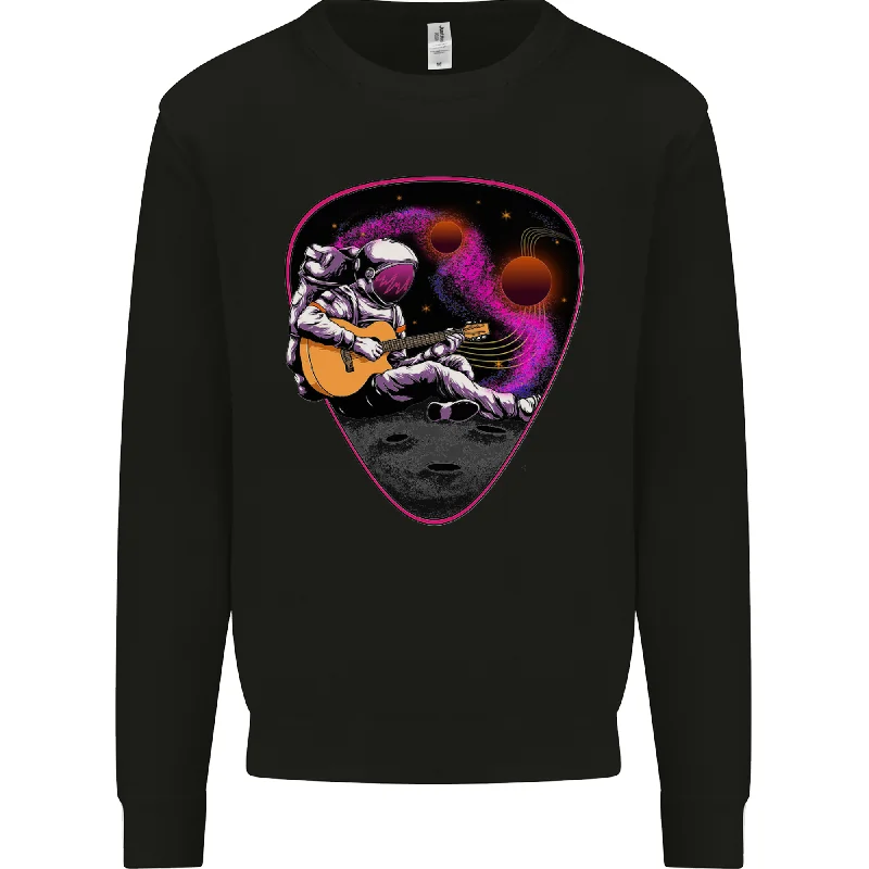 An Astronaut Playing Guitar Space Rock Mens Sweatshirt Jumper Hoodie with Mock Neck Collared Structured