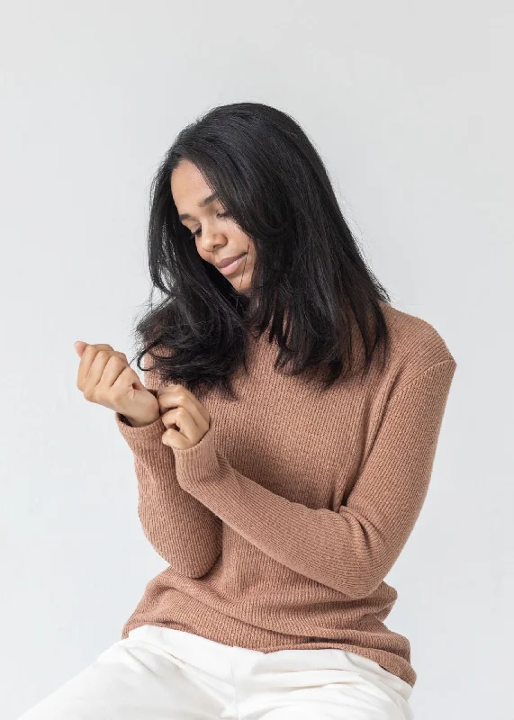 Park - Turtleneck Sweater in Brown - 100% true hemp / 100 % Hanf Transparent Opaque Sheer