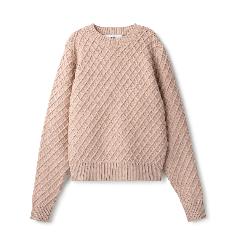 Diamond Knit Sweater In: Blush Long Sweater Short Sweater Cropped Sweater