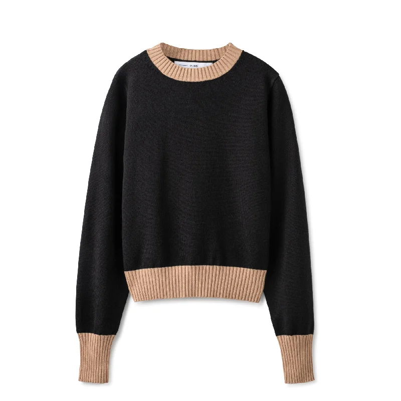 Colorblock Sweater In: Black/Beige Slim Fit Regular Fit Oversized