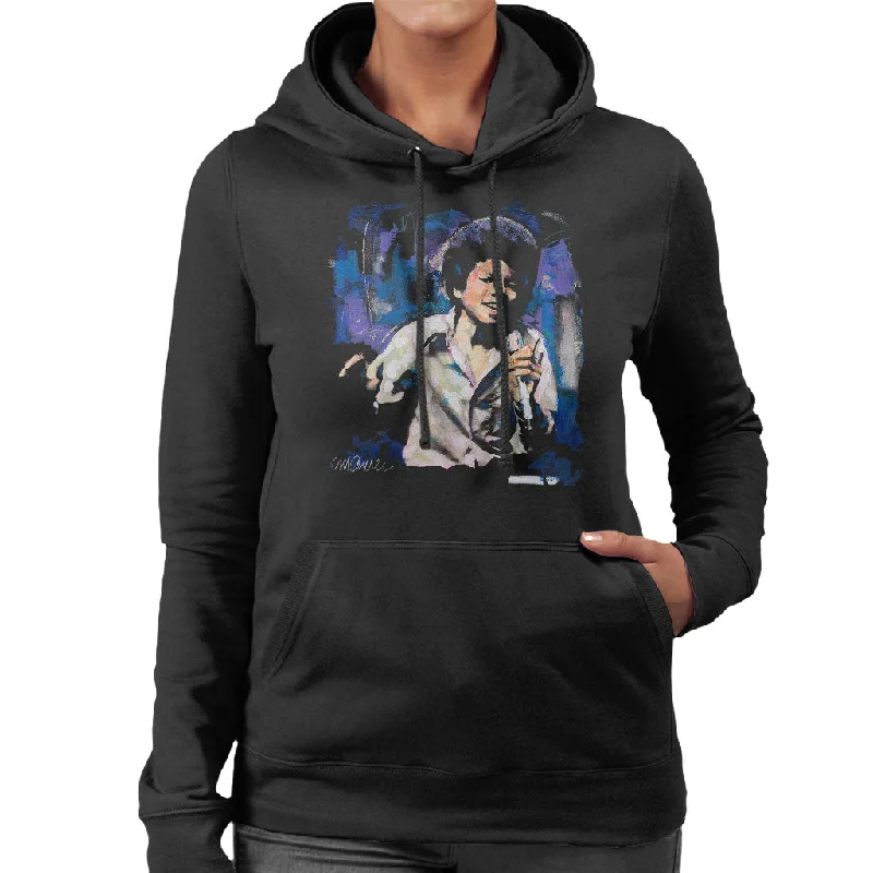 Sidney Maurer Original Portrait Of Young Michael Jackson Women's Hooded Sweatshirt Hoodie with Ribbed Hem Stretchable Secure